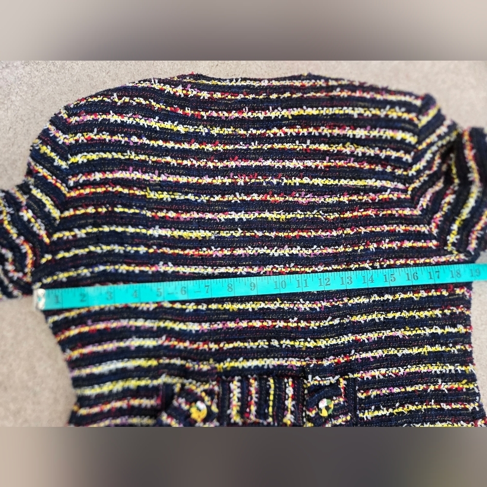 Cabi Headliner Multicolor Striped Long-Sleeve Knit Jacket With Floral Buttons. - Picture 11 of 15